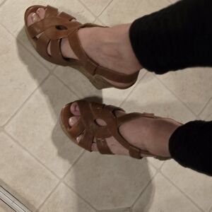 Zodiac Brown Strappy Wedge Sandals
